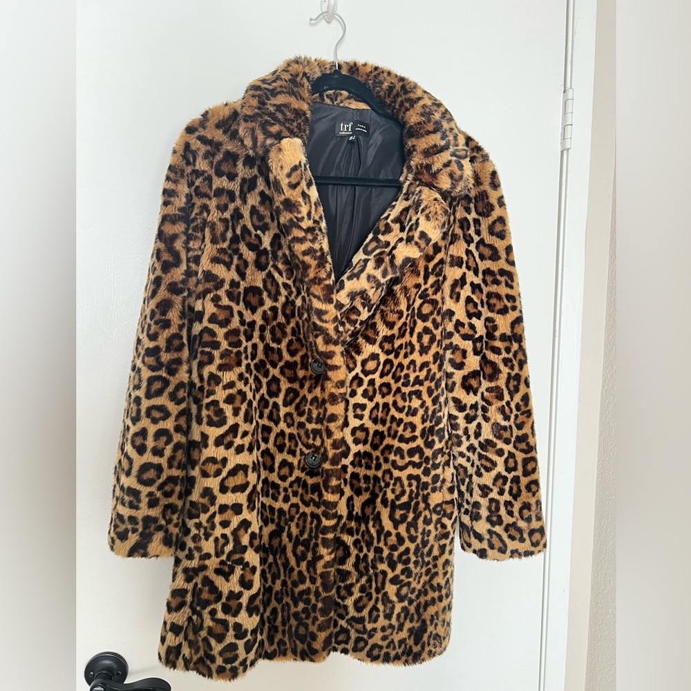 ZARA Leopard Fox Fur Coat size M